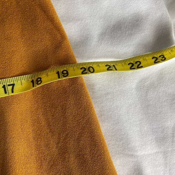 Anthropologie Maeve Orange Flounced Faux Suede Midi Skirt High-low Hem Size 6 - Picture 9 of 12